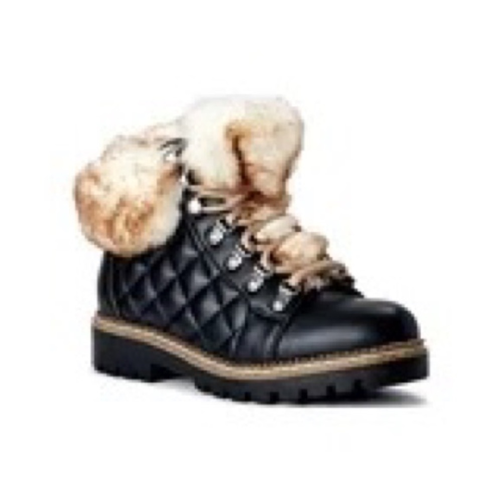 New Scoop NYC Fur Trim Quilted Hiker Boot 11